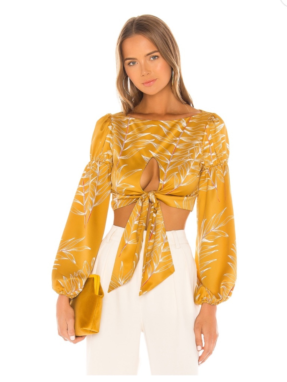 Camila Coelho Marcia Top Gold Tropical XS NWOT